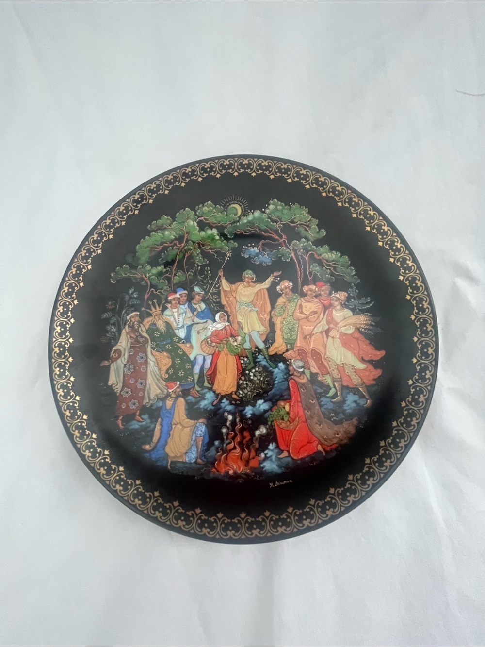 1990 Palekh Russian Legends “The Twelve Months” Collector Plate Nikolai Lopatin
